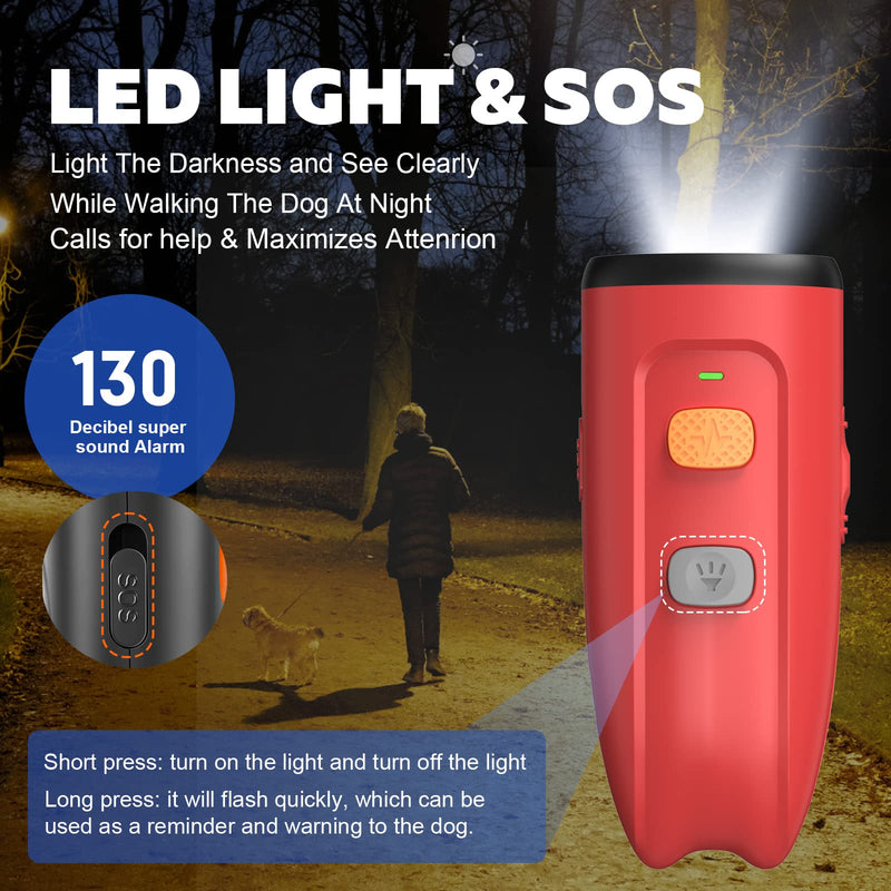 Ultrasonic Dog Barking Control Device, Anti Barking Device Dog Barking Silencer with LED Light, 3 Training Modes Bark Deterrent Devices 20ft Range Dog Training & Behavior Aids w/SOS Red