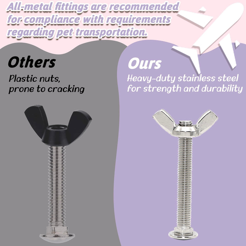 20 Sets Pet Carrier Replacement Fasteners Set - Heavy Duty Stainless Steel Bolts and Nuts for Kennel and Carrier - Dog and Cat Carrier Replacement Parts, M5×40-W - PawsPlanet Australia