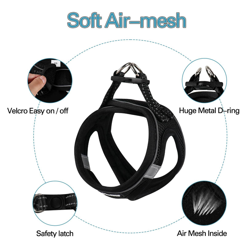 Dog Harness for Small Dogs, Small Dog Harness and Leash Set, Honeycomb Grid, Reflective Lightweight Harness & Anti-Twist Pet Lead,Dog Harness(Multi Color, Size: XS-S-M) (XS, Black) - PawsPlanet Australia