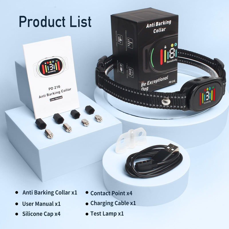 Dog Bark Collar - Shock Collars for Large Medium Small Dogs with Vibration Beep Modes, Waterproof IP67, Rechargeable Training Collar with 8 Adjusable Sensitivity, Calming Anti Barking Device