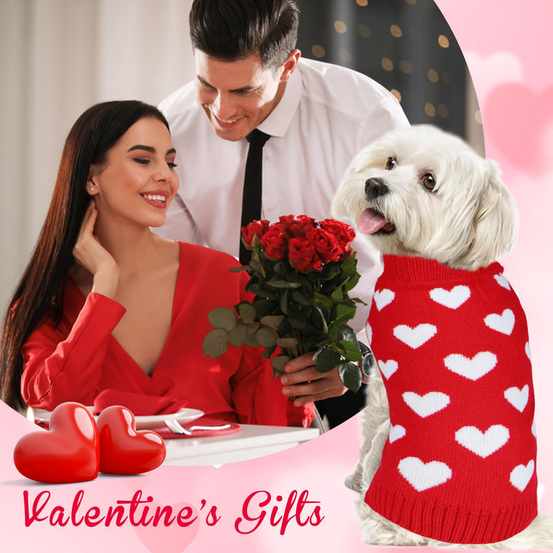 Valentine Dog Sweater, Valentines Day Dog Clothes Dog Valentines Outfit Knitted Dog Heart Sweater for Small Medium Large Dogs Pets (Red, Large) Red - PawsPlanet Australia