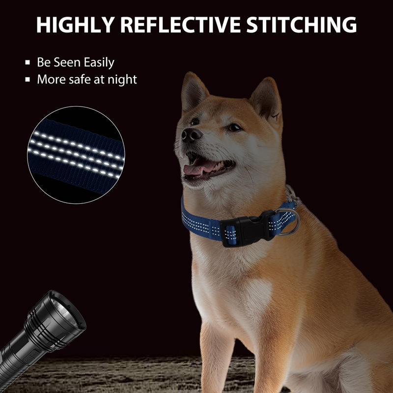 Martingale Dog Collar with Quick Release Buckle Steel Chain No Pull Training Reflective Collar for Medium Large Dogs(Blue, Medium) Blue Medium (Pack of 1) - PawsPlanet Australia