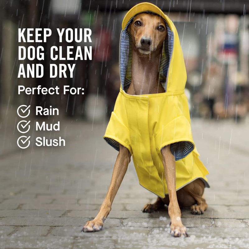Canada Pooch Torrential Tracker Dog Rain Jacket - Easy On, Adjustable Full Body Coverage, Waterproof, Functional Pockets, Reflective Trim Rain Coat for Dogs, Great for Dogs 24 (23-25" back length) Yellow - PawsPlanet Australia
