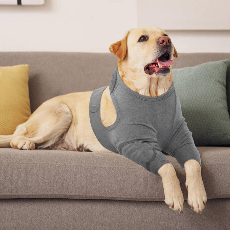 IECOii Dog Surgery Recovery Suit,Dog Recovery Sleeve Front Leg,Dogs Leg Surgical Recovery Suits,Dogs Legs Wound Joint Protector to Prevent Bite Licking,DogElbow Protector,Soft DogMedical Suit,Grey,L L(Chest Girth:21.26"-24.41") Grey