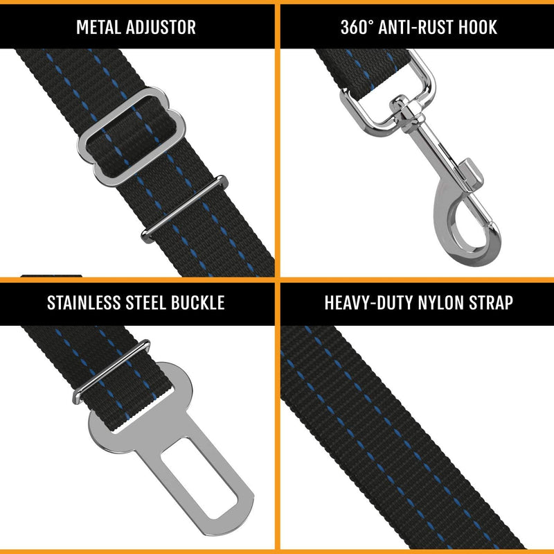Active Pets Blue Car Seat Belt for Dogs, Attaches to Harness & Collar, Adjustable 18" - 24" Travel Restraint System Fits Small - Large Pups for Safety & Comfort, Essential Pet Supplies & Accessories Blue - 1 Pack - PawsPlanet Australia