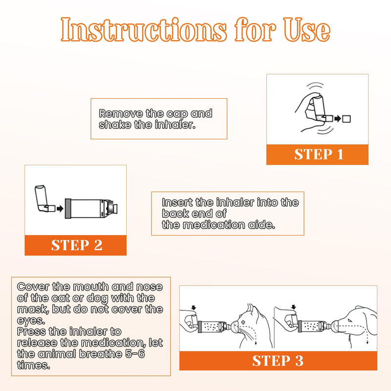 Upgraded Cat Inhaler Spacer with 2 Silicone Masks - Portable Nebulizer for Cats and Dogs - Effective Feline Breathing Treatment (Orange) - PawsPlanet Australia