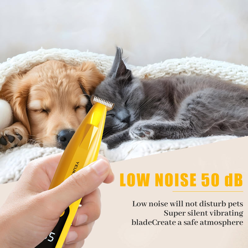 Dog Paw Trimmer, Low Noise Paw Hair Trimmer for Dogs with LED Light Wireless Pet Shaver, Suitable for Claws, Ears, Face, HIPS and Eyes(Orange) Dog Paw Trimmer Orange - PawsPlanet Australia