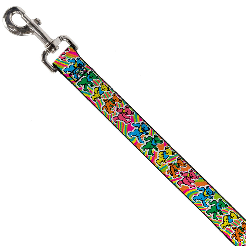 Grateful Dead Durable & Stylish Dog Leash with Snap Closure, Dancing Bears Swirl Multi Color, 4 Feet Long 1.0 Inch Wide 4 Feet Long - 1" Wide