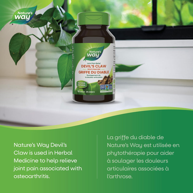 Nature’s Way Devil's Claw Root, Traditional Joint Support*, 960 mg per 2-Capsule Serving, Gluten-Free, Non-GMO Project Verified, 100 Vegan Capsules (Packaging May Vary)