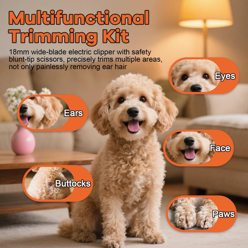 Dog Ear Hair Removal Tool, Ear Hair Trimmer for Dogs at Home, Safety Blunt Tip Scissors, Painless Clippers for Grooming ear care kit - PawsPlanet Australia
