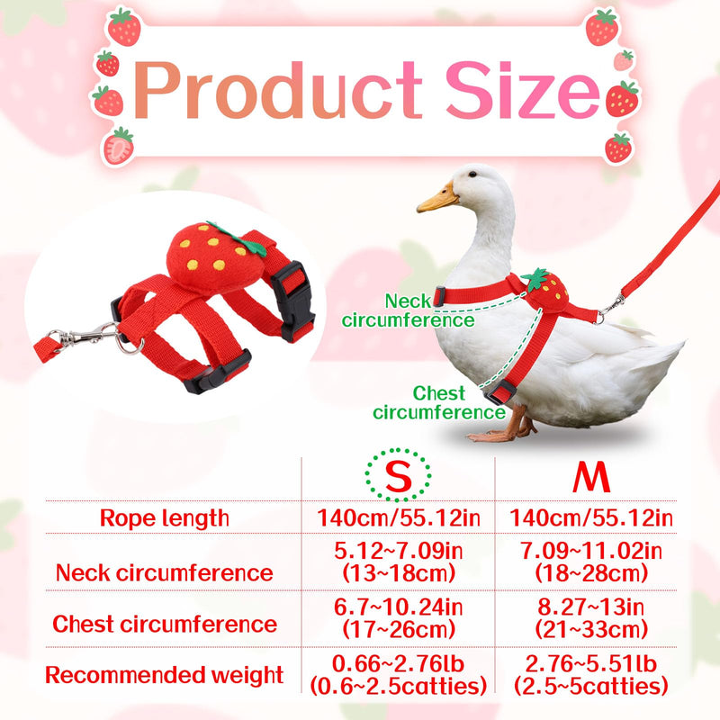 Duck Harness Leash, Duck Leash and Harness Set Cute Strawberry Design Adjustable Pet Walking Rope for Chicken Puppy Bunny Small Animals (S) S - PawsPlanet Australia