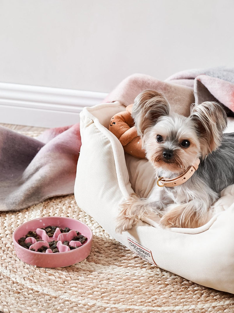Ceramic Slow Feeder Dog Bowls Small Breed, 0.5 Cups Dog Food Dish for Fast Eaters, Puzzle Bowl for Small Dogs and Cats, 5.5 Inch-Pink Pink - PawsPlanet Australia