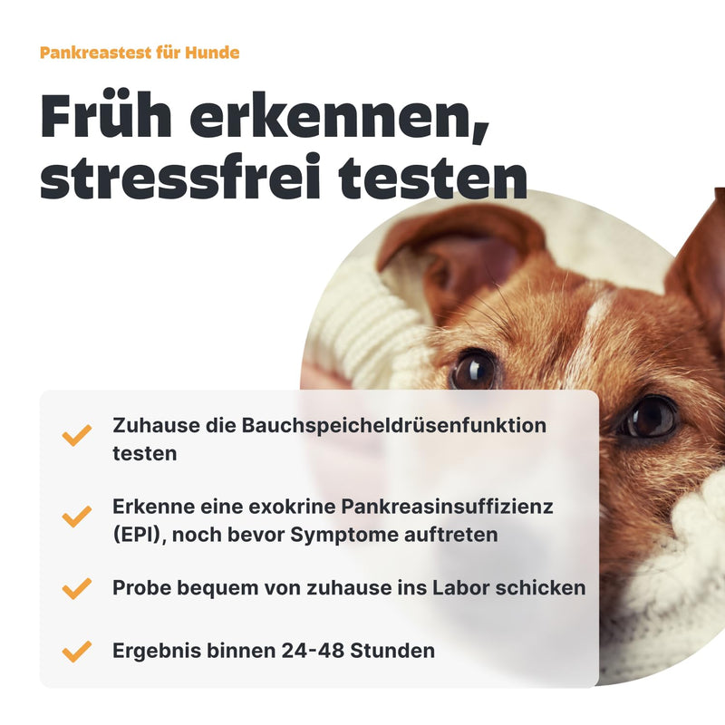PEZZ Dog Pancreatic Test | Check the Function of the Pancreas at Home | Measures Pancreatic Elastase 1 for Detection of EPI | Result as Laboratory Results in 24 Hours | Includes Free Laboratory