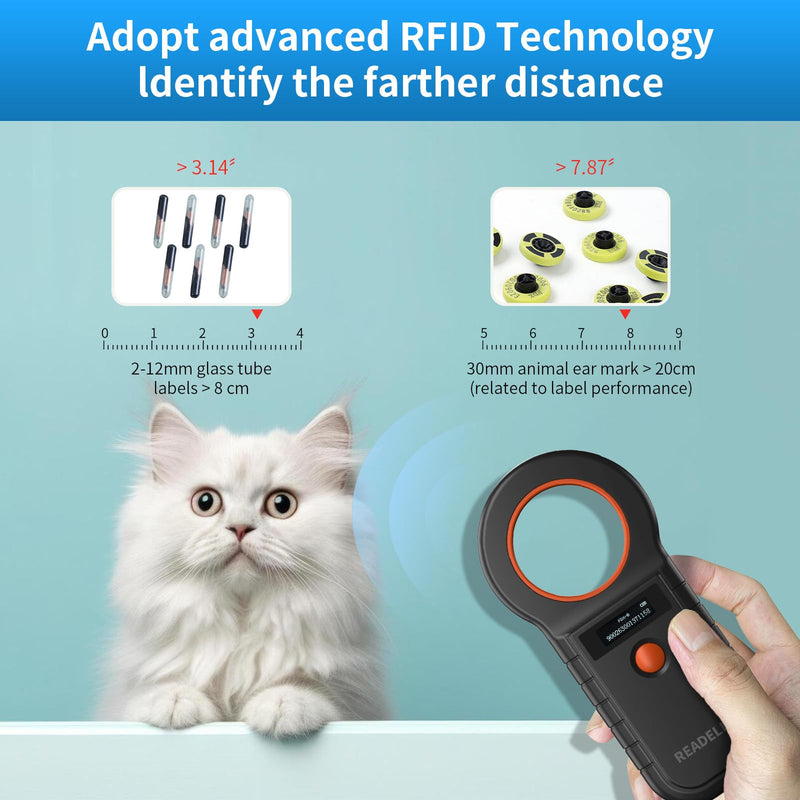 Pet Microchip Scanner, ISO11784/85/FDX-B/EMID 128 Records Data Storage Upload to PC Microchip Scanner Reader for Dog/Pet/Cat/Pig/Animal (Black) W90D - PawsPlanet Australia