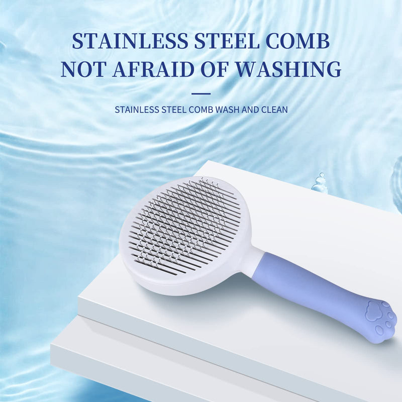 Cat Brush cat grooming supplies Gently Removes Loose Undercoat Mats, Tangled Hair and Soothes Skin. Ideal for Long and Short Haired Pets. (Blue) Blue - PawsPlanet Australia