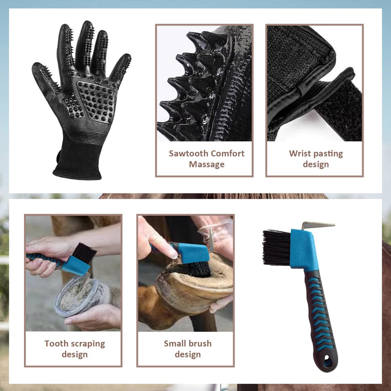 La La Pet® Grooming Kit with Bag - 11Pcs Brush Set for Horse Cleaning, Care and Tack Room Supplies - PawsPlanet Australia
