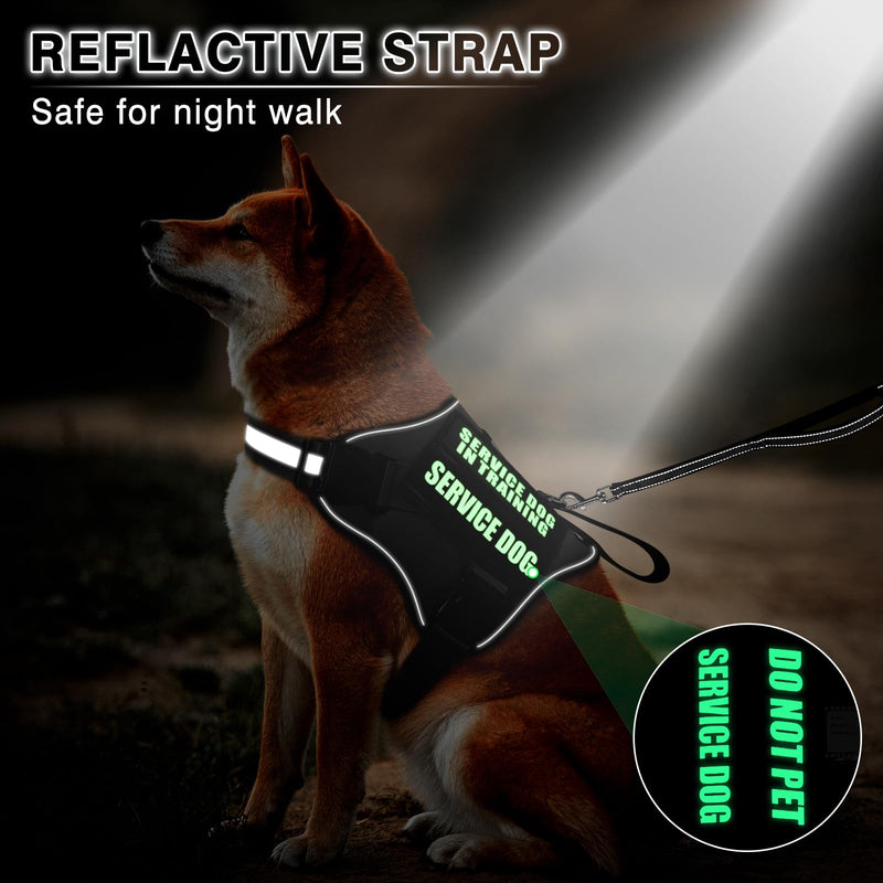 Service Dog Vest Harness and Leash Set+10 Patches,No Pull&Easy Walk Reflective Dog Harness with Soft Padded Handle for Training/Everyday,Fit Small/Medium/Large/Extra-Large Dogs(Black XL) Extra-large Black - PawsPlanet Australia