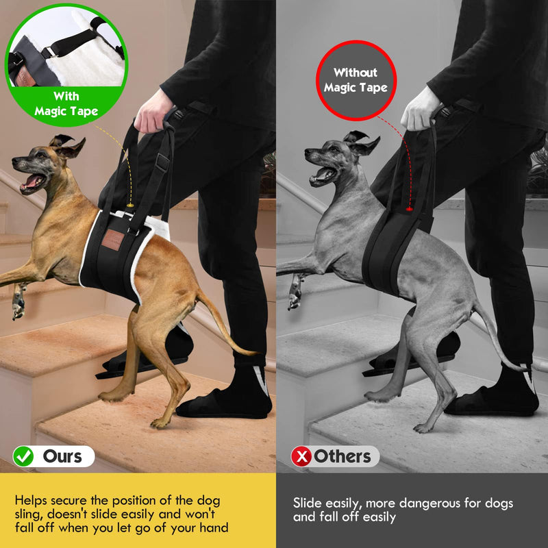 Dog Sling for Back Legs, Dog Lift Harness, Magic Tape Dog Sling for Large Dogs Hind Leg Support, Elderly Dog Lifter, Help Canie Hip Arthritis K9 Cruciate Ligament Rehabilitation (Large) Black - PawsPlanet Australia