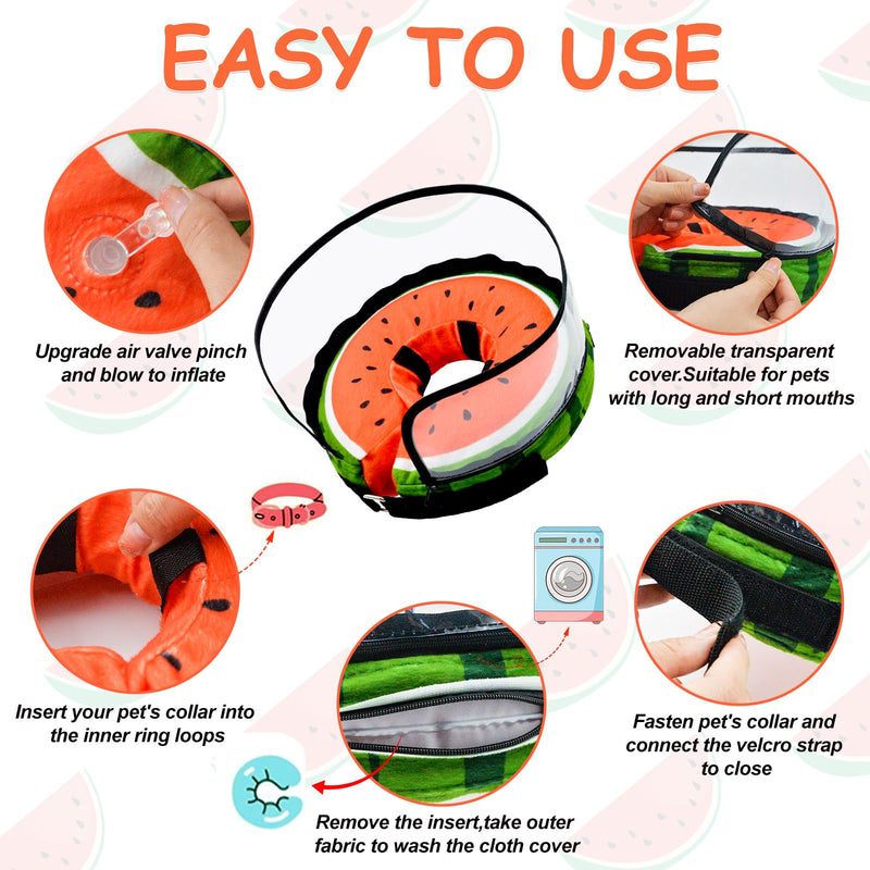 Dog Cone,Dog Surgery Collar,Dog Cones for Small Medium Large Dogs,Inflatable Cone for Dogs,Watermelon Dog Cone Collar, Does not Impede Vision Dog Recovery Collar watermelon - PawsPlanet Australia