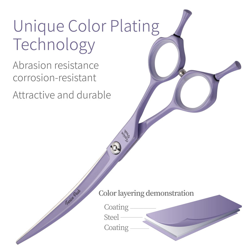 Fenice Peak 6.5" Professional Thinning Dog Grooming Scissors, Japanese 440C Stainless Steel Dog Thinning Shears, Lightweight Pet Trimming Scissors for Face, Body, and Paws, Violet Single Thinner Scissor