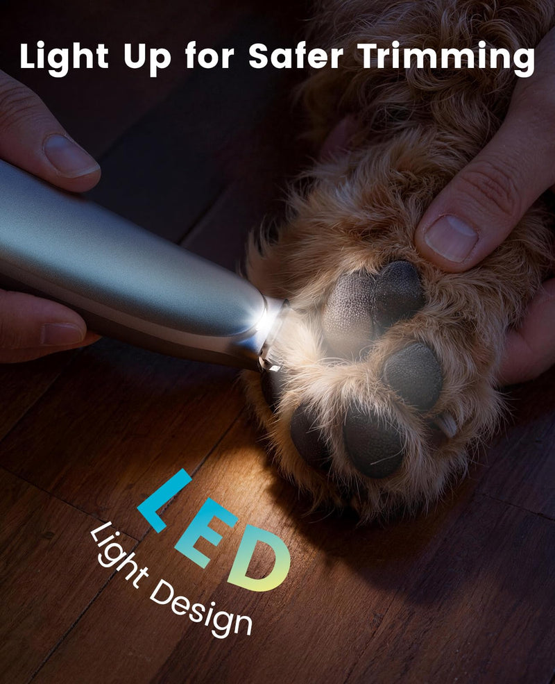 oneisall Upgraded Dog Paw Trimmer with 2-Speed, LED Light, Low Noise, Curved Blade for Precision Trimming, Rechargeable 19mm Paw Trimmer for Dog/Cat Paws, Eyes, Ears, Face, and Rump