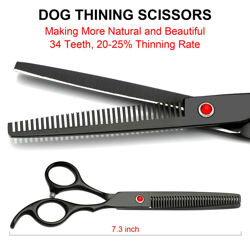 Professional Dog Grooming Scissors Kit Black 6 in 1, Dog Shears for Grooming 6CR Premium Stainless Steel Grooming Scissors Kit for Dogs Cat Pet Professional Black 6 in 1 - PawsPlanet Australia