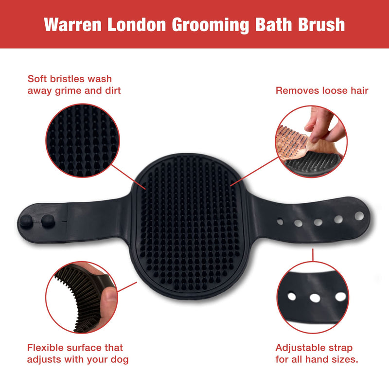 Warren London Grooming Bath Brush for Dogs and Cats | Applicator for Dog Shampoo, Hydrating Butter, or Pet Leave In Conditioner | Black - PawsPlanet Australia