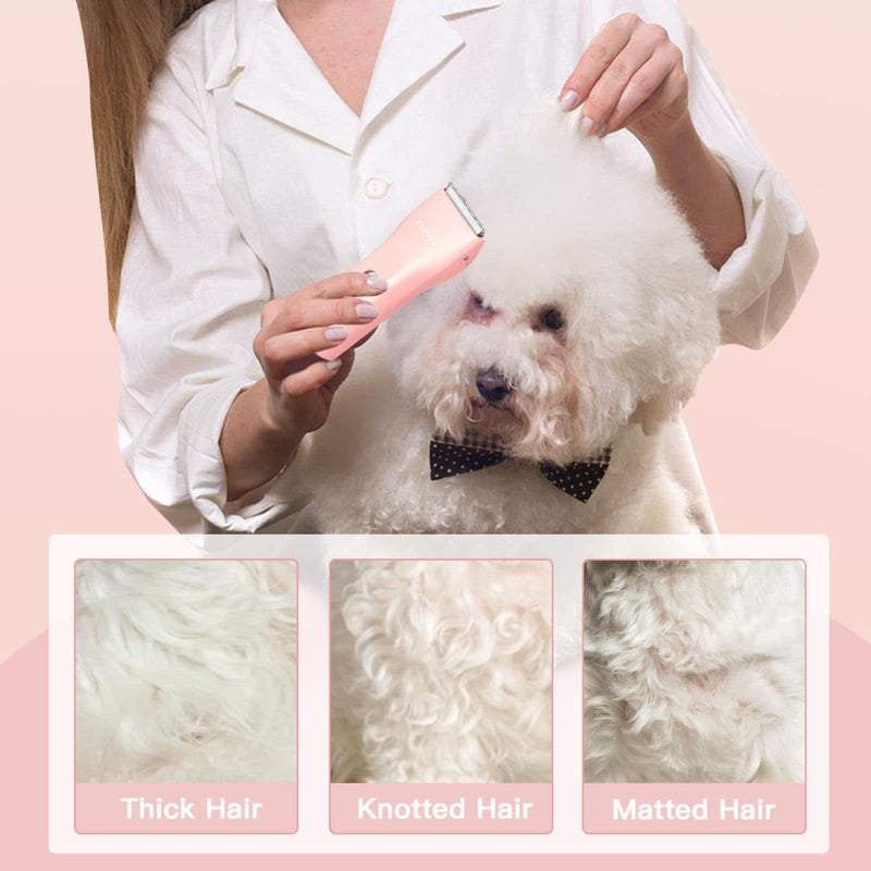 Dog Grooming Kit Clipper for Thick Coat Low Noise Cordless Cat Hair Trimmer Rechargeable Shaver Pet Grooming Tools for Small and Large Animals L006-pink - PawsPlanet Australia