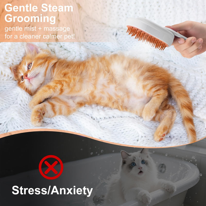 Steam Brush for Cat & Dog – 3-in-1 Spritz Pet Spray Hair Removal Comb for Grooming & Shedding Steam – Water Brush for Long & Short Haired Pets– Includes Two Bottles Waterless Shampoo - PawsPlanet Australia