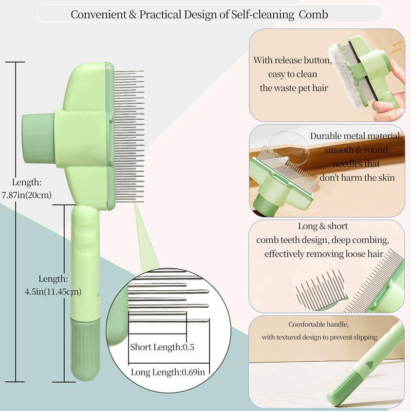 Pet Hair Remover for Furniture, 4 in 1 Multifunctional Lint Brush Pet Hair Tools, Reusable Long Handle Cat Dog Hair Remover Brush for Couch, Carpet, Clothes & Bed, Self-Cleaning Pet Comb - PawsPlanet Australia