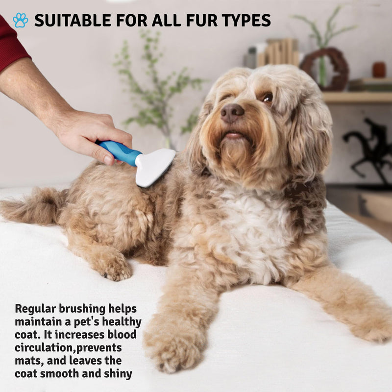 Poodle Pet Slicker Brush - For Dogs, Cats, and Rabbits - Removes Matted Fur, Knots, and Loose Hair - Suitable for Grooming Doodles and Goldendoodles with Short or Long Hair Blue - PawsPlanet Australia