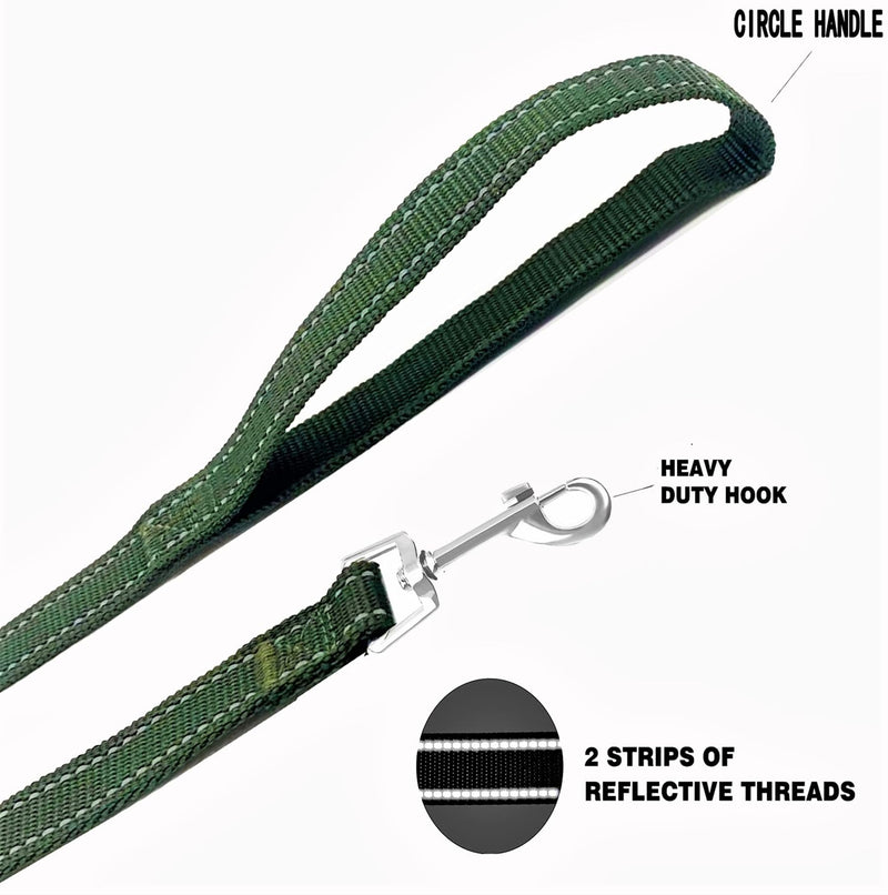 Nylon Training Dog Leash for Small Medium Dogs, 15ft 20ft 30ft 50ft 100ft Reflective Long Leash Dog/Puppy Lead for Obedience Recall Training, Camping Reflective Green 1" x 50ft - PawsPlanet Australia