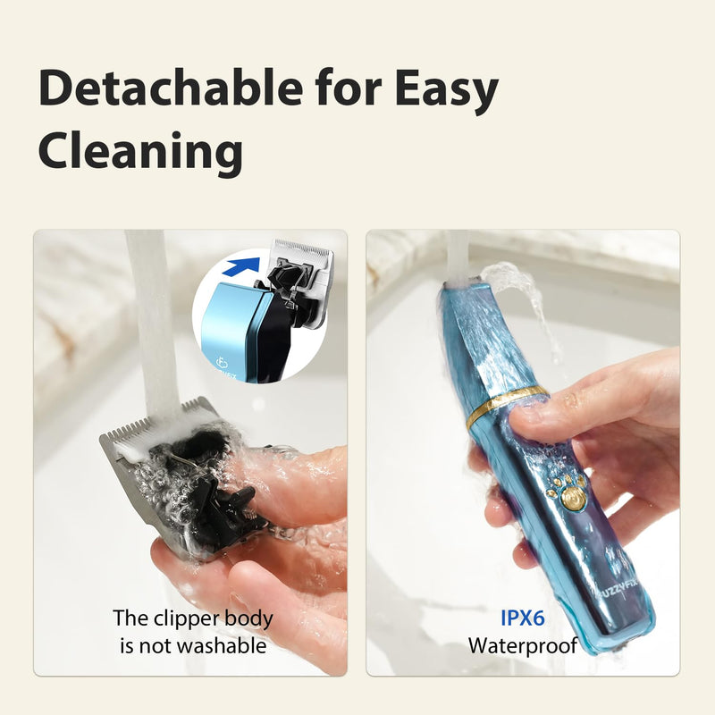 Dog Grooming Kit, Dog Clippers for Grooming for Thick Curly Coats, Professional Pet Hair Shaver Paw Trimmer Cordless Rechargeable Low Noise for Dogs Cats Animals Face Ear Blue - PawsPlanet Australia
