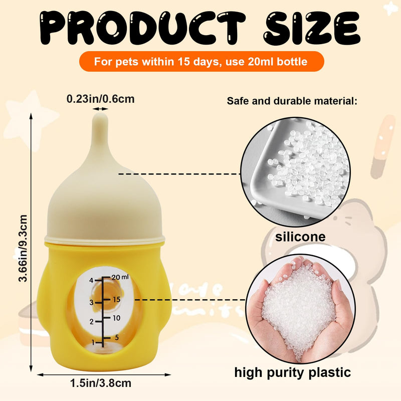 Pet Feeder Bottle Animal Feeding Bottles Kitten Bottles for Nursing Anti-Choking Design for Newborn Kittens Puppies Small Animals with 2 Pcs Replacement Nipple (Yellow, 20 ml) Yellow - PawsPlanet Australia