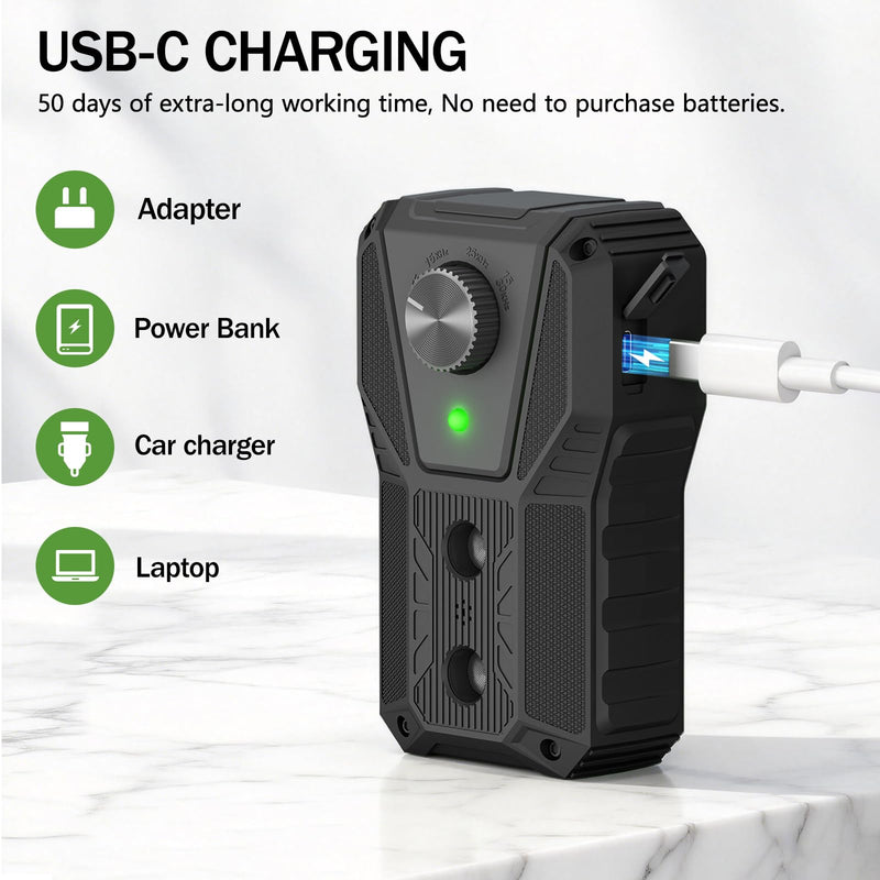 QHZ Solar-Powered Ultrasonic Bark Deterrent Device Solar and USB Charging Three-Mode Ultrasonic Bark Control Unit Suitable for Home/Garden/Farm Waterproof Outdoor Dog Bark Control Device Black
