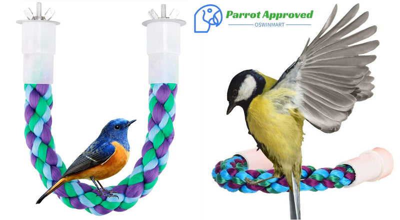 2Pcs 11.8’’Bird Rope Perches,Bendable Climbing Standing Chew Cage Toys Unique&Simulate Natural Color Bungee Toys for Small to Regular Size Birds green,purple,blue 11.8''x2