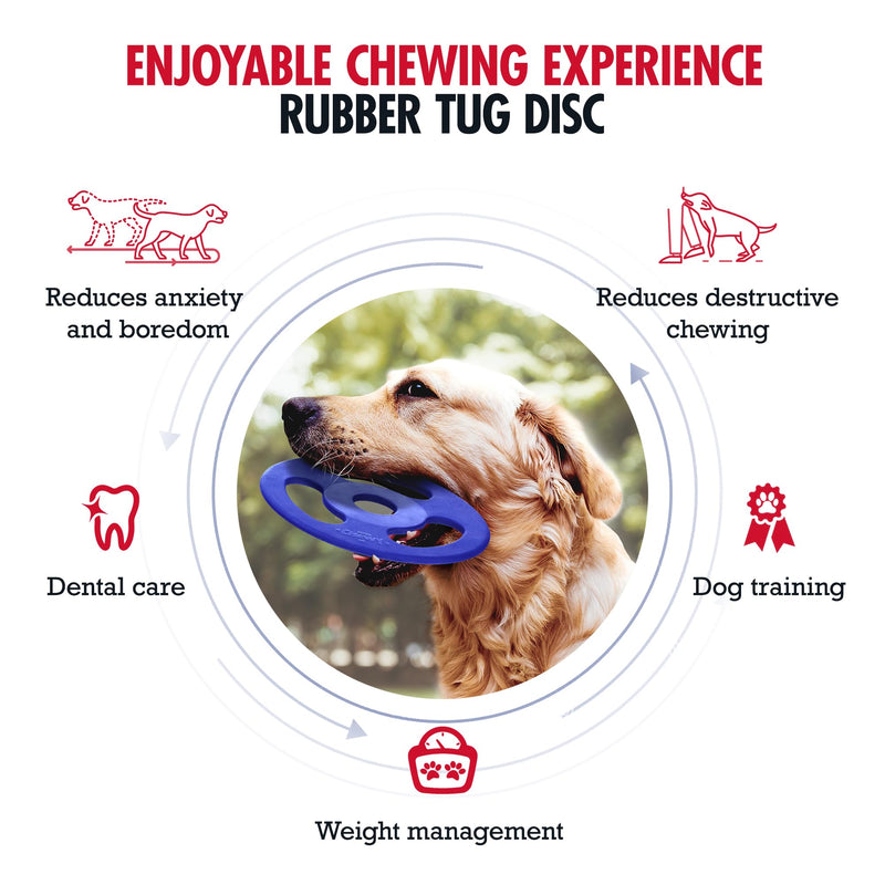 SuperChewy Tough Tug-of-War Flying Disc Toy | Lifetime Replacement | Strong Natural Rubber | Great Tug Disc Fetch Toy for Dogs | Ultra Durable Chew Toy for Aggressive Chewers | for All Breeds Tug Frisbee - PawsPlanet Australia