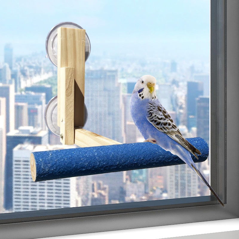 Bird Perch Stand with Suction Cup for Window Mirror, Bird Window Paw Grinding Perch Toy for Small Medium Parrot Parakeet Cockatiel Concure Budgie Macaw Finch Lovebirds T Shape