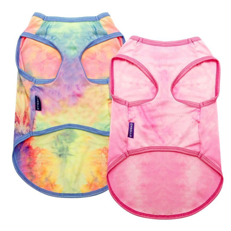 cyeollo 2 Pack Dog Shirt, Sun Protection T Shirt for Large Dogs, Lightweight Stretchy Tie Dye Dog Tank Top Vest, Breathable Summer Sleeveless Pet Clothes for Medium Dogs, 2XL XX-Large (32-55lbs) 2# Tie Dye-1 - PawsPlanet Australia