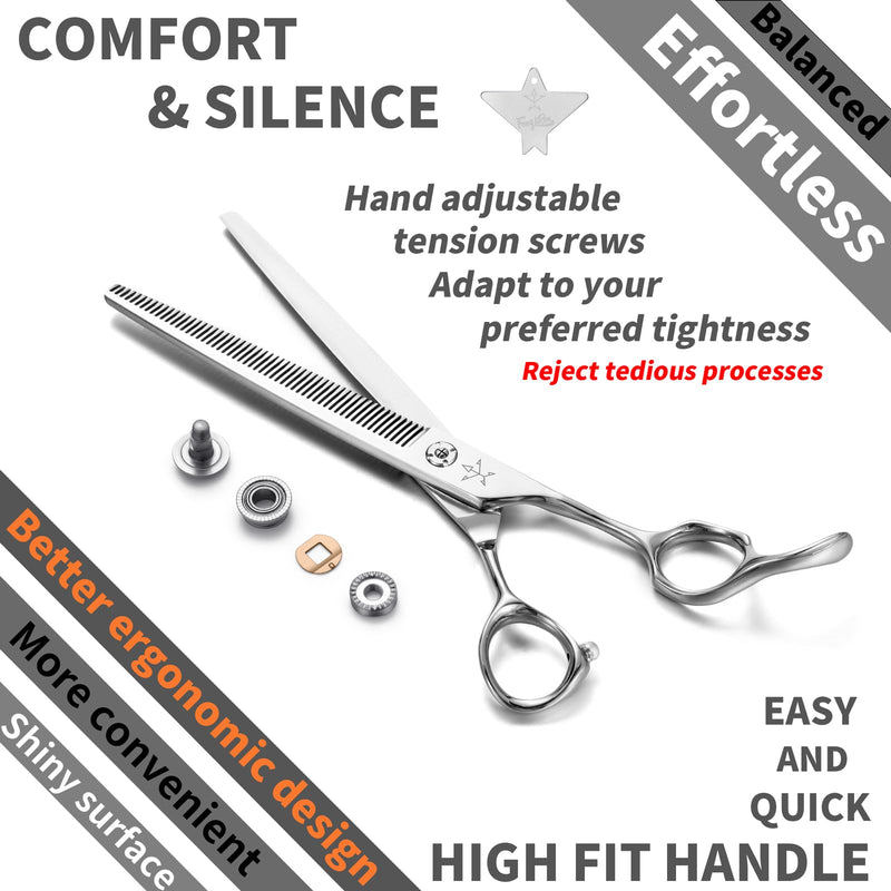 High-end Professional Dog Grooming Thinning Scissors Teeth Cutting Blending Shears Pet Texturizing Shears 7.5 Inch Extremely Very Sharp Stainless Steel Alloy For Cat Other Animals Groomer 7.5inch Thinning Shears - PawsPlanet Australia