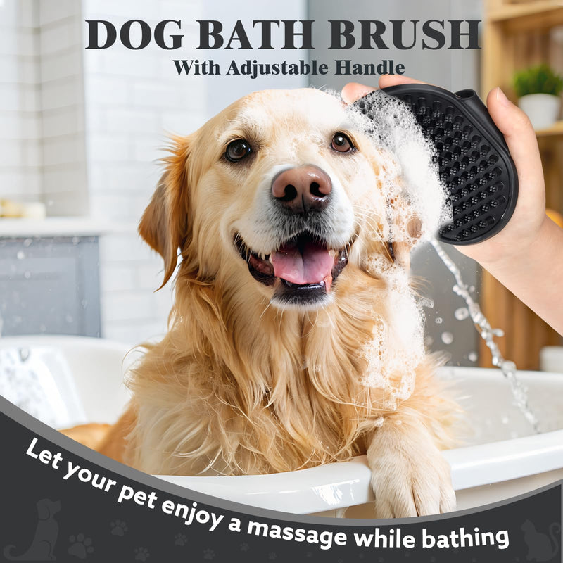 3PCS Dog Brush, Slicker Brush for Dogs, Dog Brush for Shedding, Dog Comb, Dog Bath Brush, Dog Grooming Kit Suitable for Hair Removal and Bathing of Dogs & Cats (White Black) White Black - PawsPlanet Australia