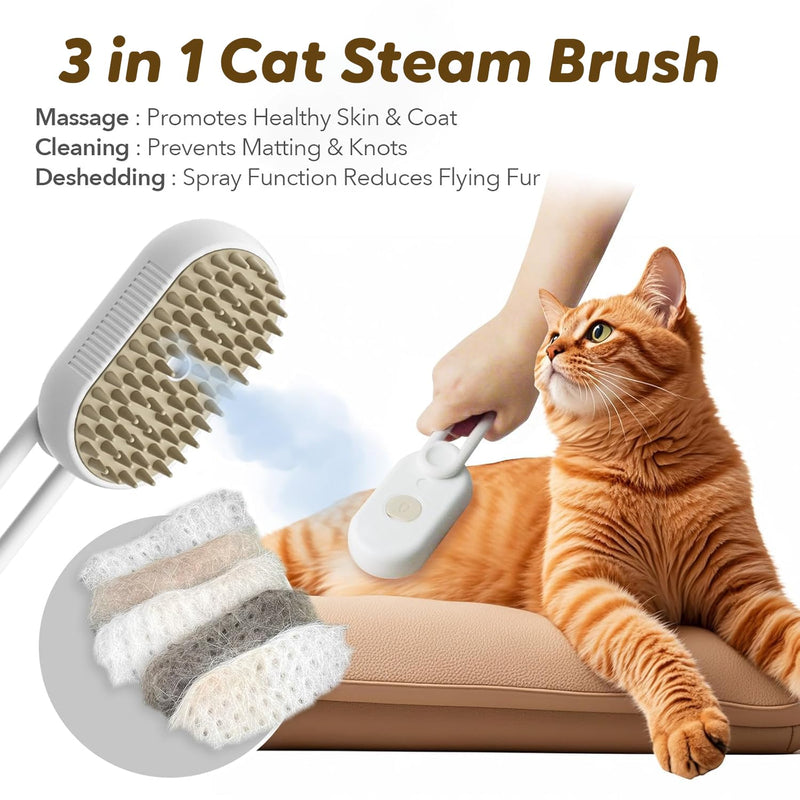 Cat Steam Grooming Brush (Brown) Brown - PawsPlanet Australia