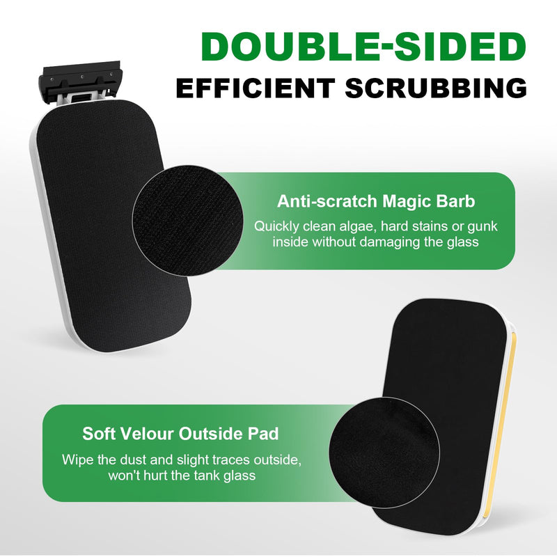 fishkeeper Super Strong Magnetic Aquarium Glass Cleaner, Dual-Blades & Double Side Floating Algae Scraper Fish Tank Cleaner Scrubber Aquarium Magnetic Brush for 1/8-1/4 Inch Thick Glass Aquariums (S) Small - PawsPlanet Australia