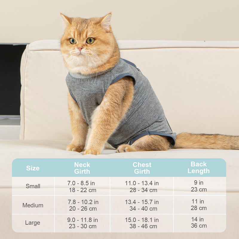 Avont 2 Pack Cat Recovery Suit - Kitten Onesie for Cats After Surgery, Cone of Shame Alternative Surgical Spay Suit for Female Cat, Post-Surgery or Skin Diseases Protection -Grey/Dark Grey (M) Medium Light Grey/Dark Grey