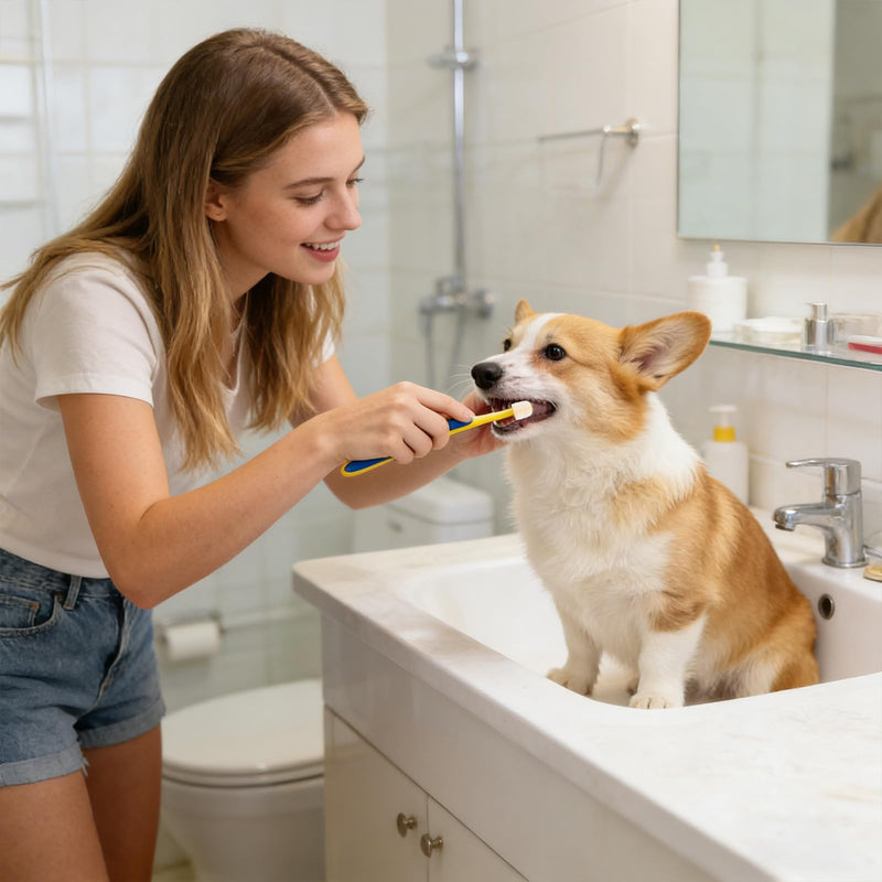Cat Toothbrush, Soft Bristle Cleaning Tool | Pet Toothbrush, For Kittens, Puppies, Seniors, Small & Large Breeds, For Pet Health, 360 Degree Brush Head