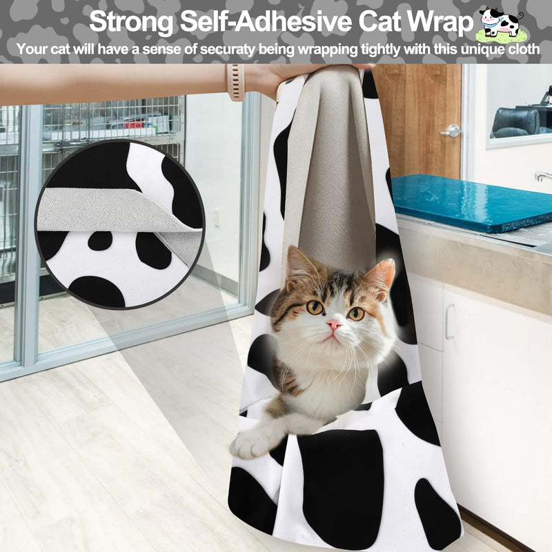 Mity rain Cat Grooming Supplies - Cat Wrap for Cutting Nails with Cat Nail Clipper, Cat Restraint for Nail Clipping to Anti-Runaway/Scratch/Bitten, Cat Swaddle Wrap for Calming & Holding Cat (XLarge) Cow X Large - PawsPlanet Australia