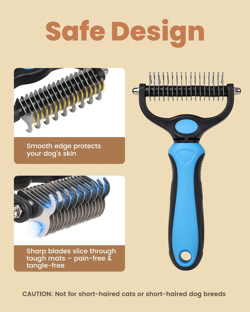 Dog Clippers for Grooming Thick Hair with Undercoat Rake, Low Noise Cordless Dog Grooming Kit with 2 Replacement Blade, Rechargeable Cat Shaver Timmer for Pets Glossy black - PawsPlanet Australia