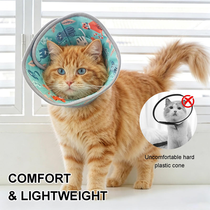 Vauki anti-lick cat collar, scratch-resistant, soft and adjustable, for cats, foldable for post-operative use, versatile Elisabeth collar, suitable for cats and small dogs