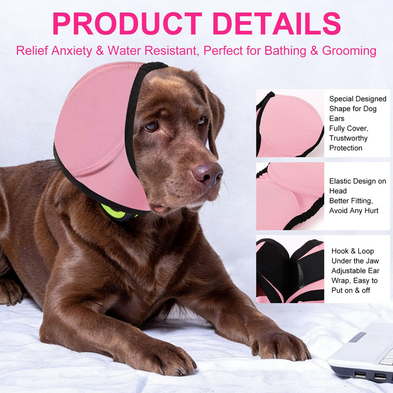Dog Swim Ear Covers,Swimming Waterproof Dog Ear Caps,Dog Ear Muffs Noise Protection,Waterproof Adjustable Cat Ear Shower Wrap,Pet Ear Covers for Anxiety Relief,Swimming,Grooming,S S