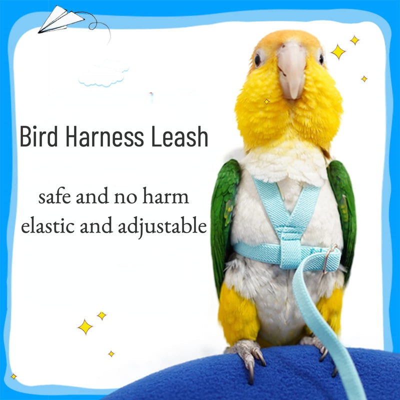 Pet Parrot Bird Harness Leash Adjustable Bird Flying Harness Traction Rope with Cute Wing for Parrots Pigeons Budgerigar Lovebird Cockatiel Mynah Outdoor Training Toy (M, Blue) Medium - PawsPlanet Australia
